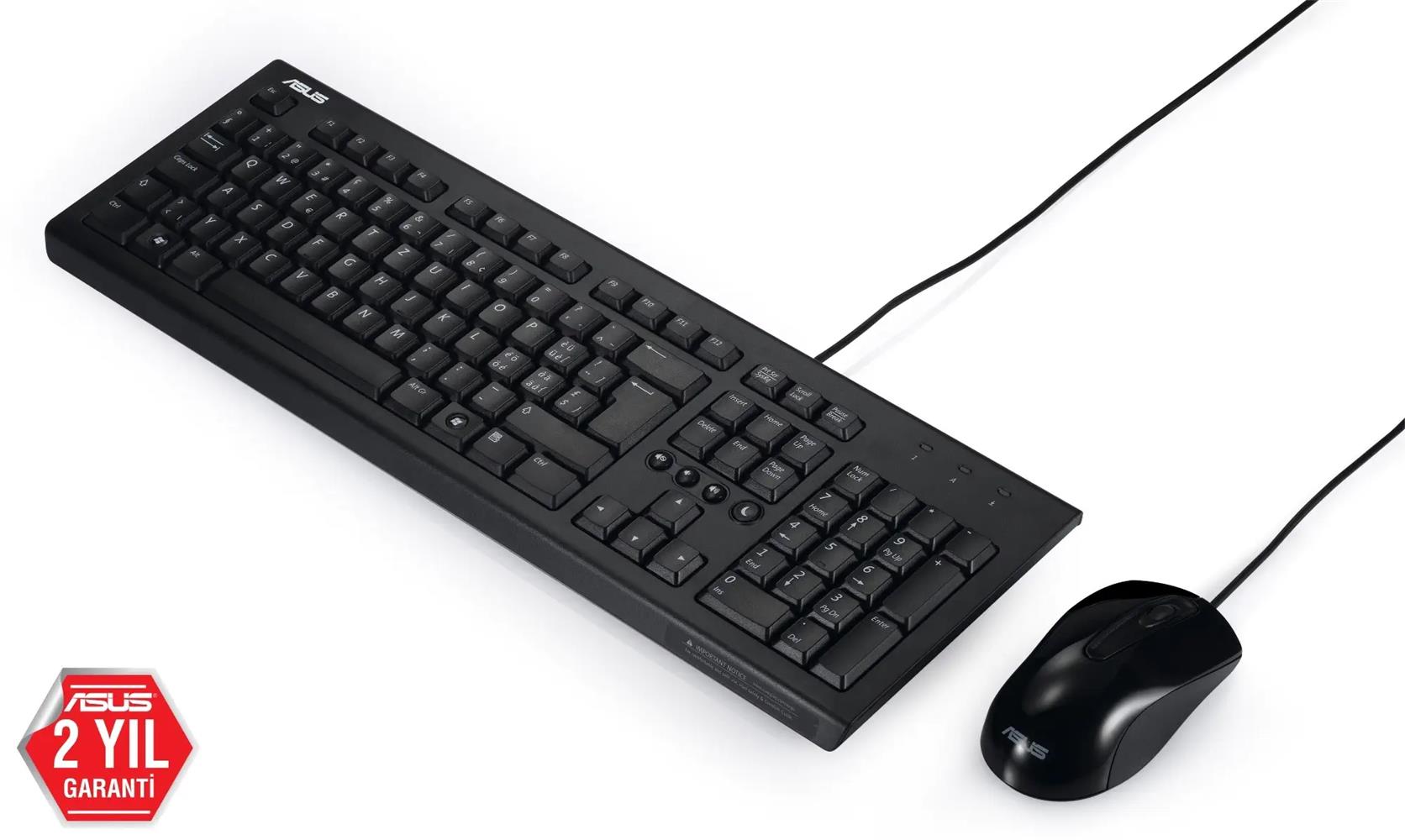 Asus U2000 Q Türkçe 1000DPI USB Siyah Kablolu Klavye Mouse Set - U2000-KBM-TR-Q - görsel 2