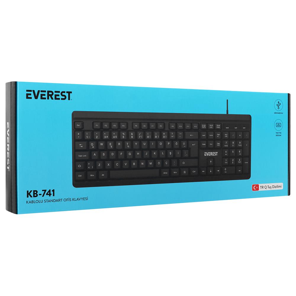 Everest KB-741Q Siyah/Gri USB 2 Metre Bakır Kablolu Usb Q Klavye