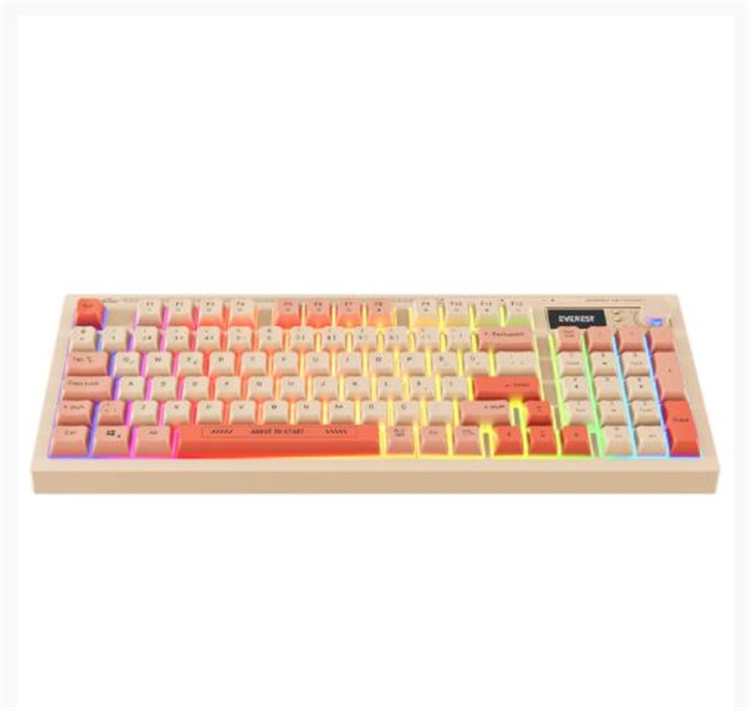Everest KB-85 SILENT PRO Kablosuz Bej/Pembe/Turuncu SESSİZ RGB Wireless 2.4Ghz Q Oyuncu Klavyesi - görsel 2