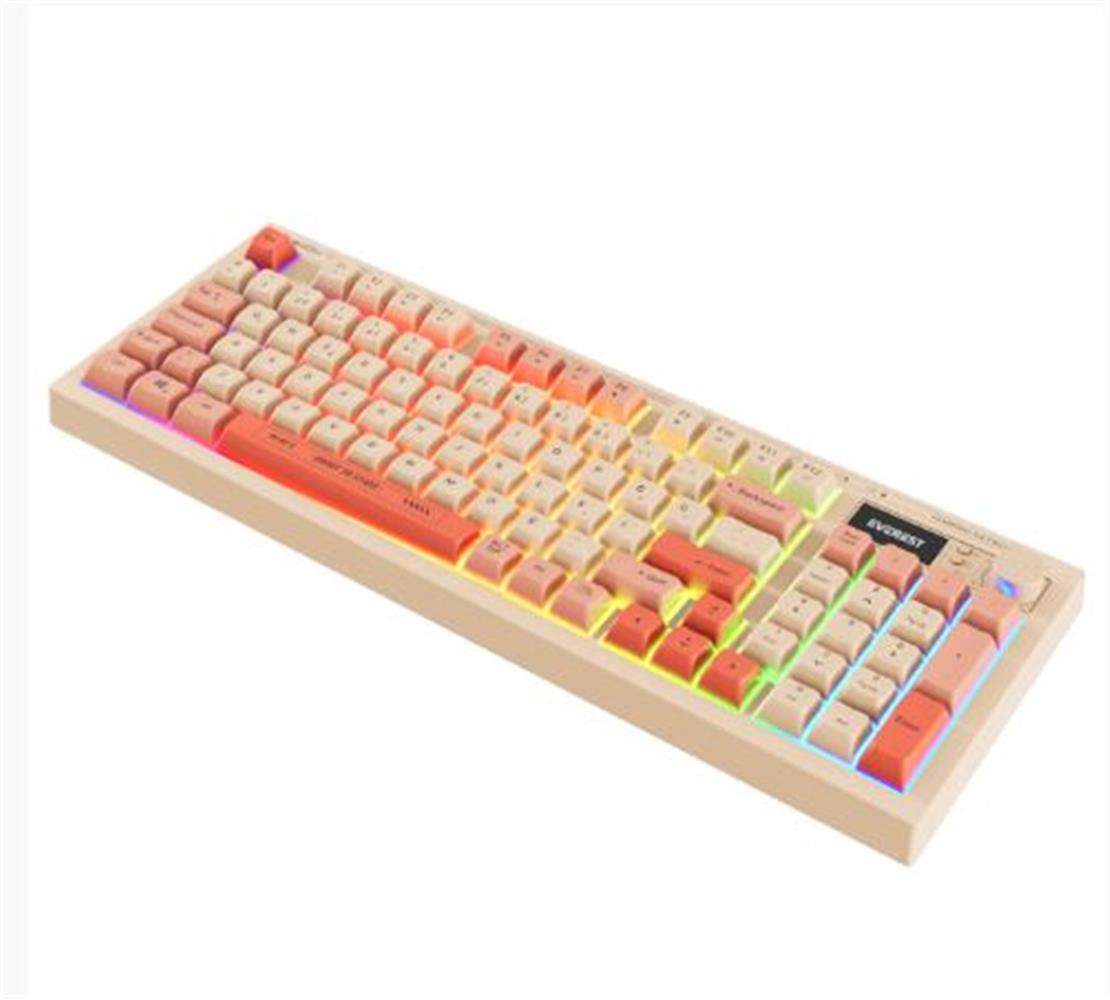 Everest KB-85 SILENT PRO Kablosuz Bej/Pembe/Turuncu SESSİZ RGB Wireless 2.4Ghz Q Oyuncu Klavyesi
