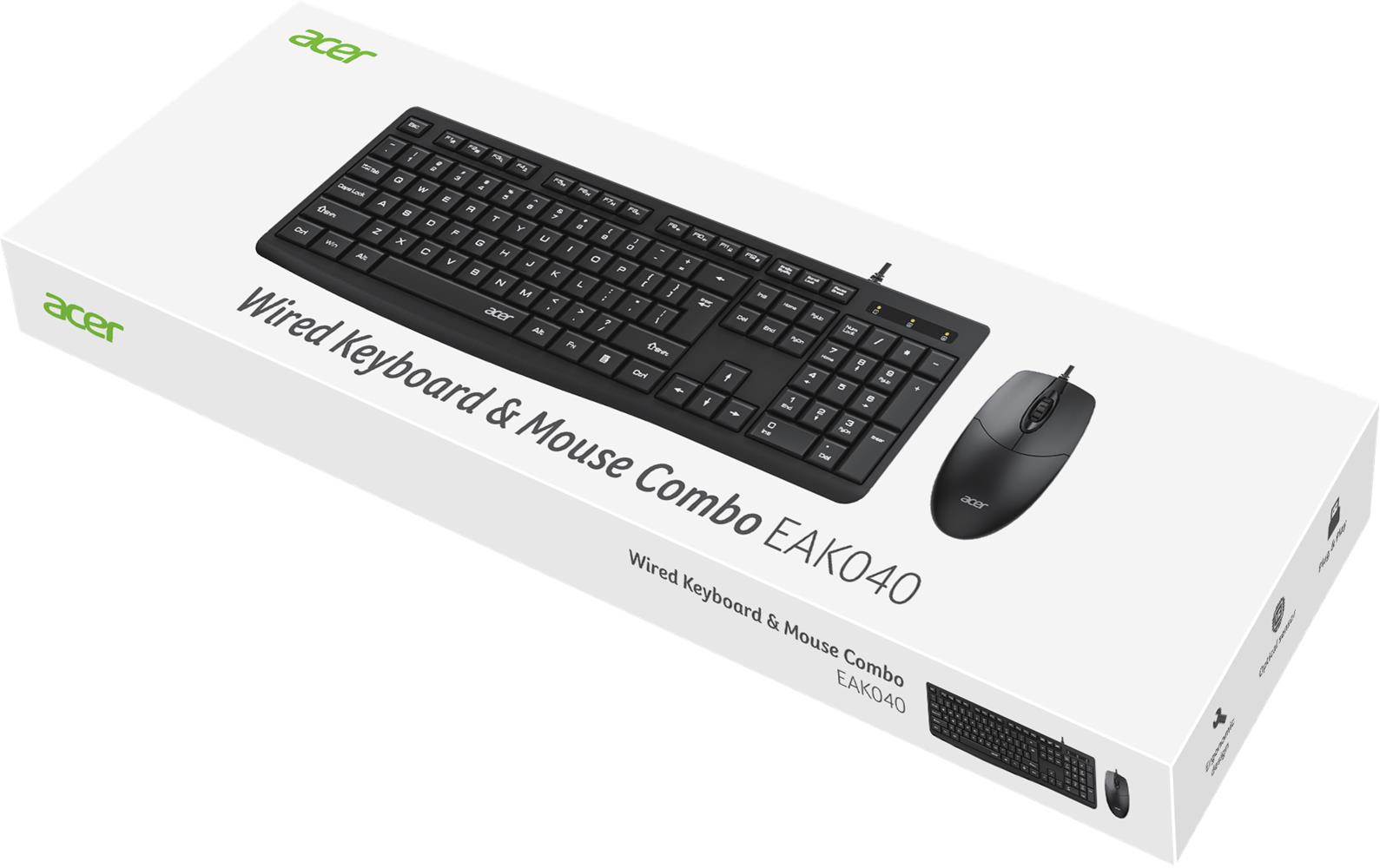 ACER EAK040 BKL Kablolu Klavye+ Mouse set (Mouse 1,40cm Kablo ) (Klavye 1,5cm Kablo )