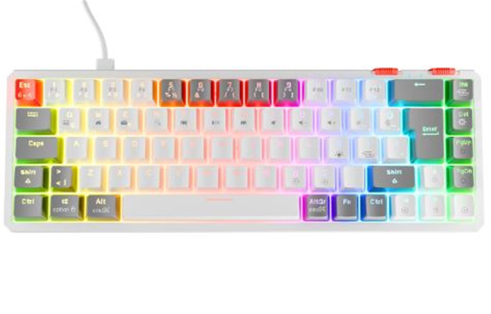 Rampage YORU MINI Beyaz/Gri Type-C Bağlantılı OUTEMU Red Swich Q Mekanik Gaming Oyuncu Klavye RGB