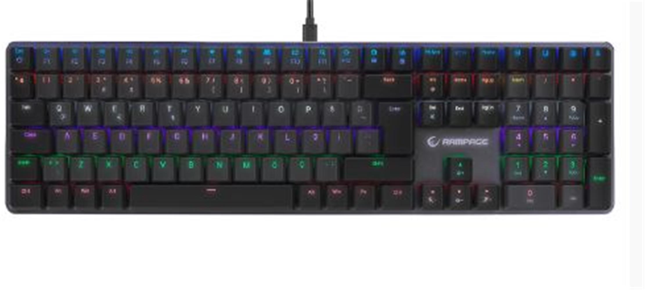 Rampage GRANITE PRO Siyah/Gri Low Profile BLUE SWITCH Q Rainbow Mekanik Gaming Oyuncu Klavye