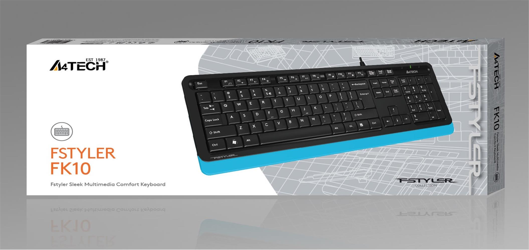 A4 Tech Fk10 Q Usb Fsytyler Mavi Tr Fn-Multimedya Klavye - görsel 2