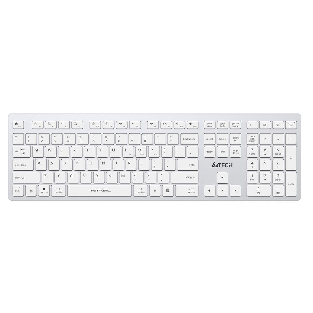 A4 Tech Fstyler FBX50C Beyaz Bluetooth+2.4G Nano Fn Şarjlı Multimedya Klavye - görsel 2