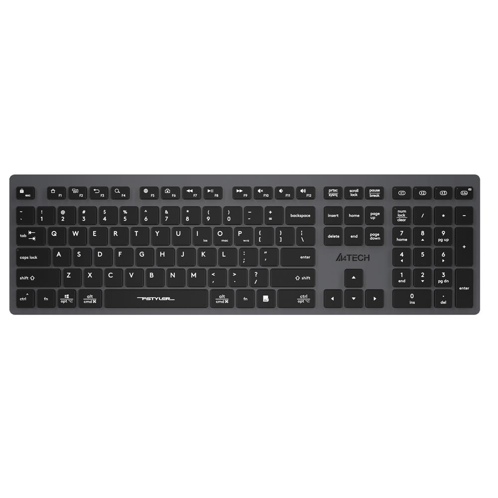 A4 Tech Fstyler FBX50C Gri Bluetooth+2.4G Nano Fn Şarjlı Multimedya Klavye - görsel 2