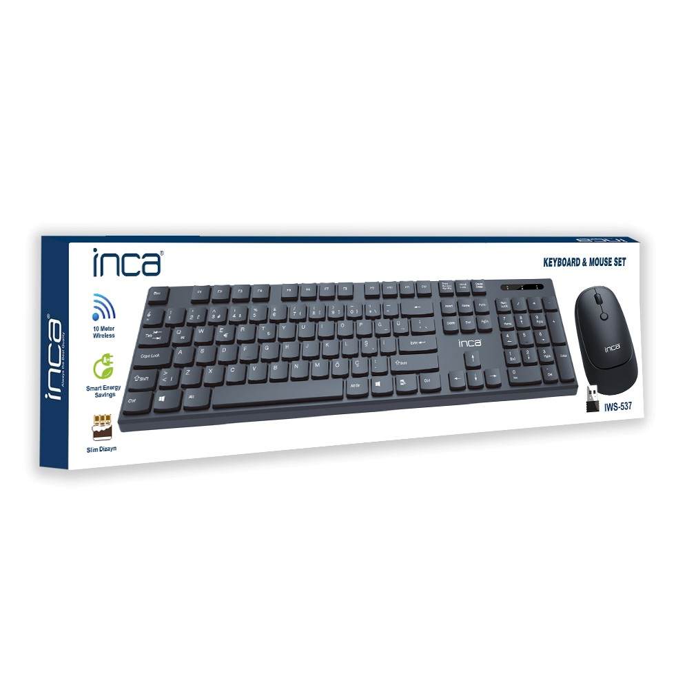 İnca IWS-537 Wireless Slim Design Soft Touch Q Keyboard Mouse Set - görsel 4