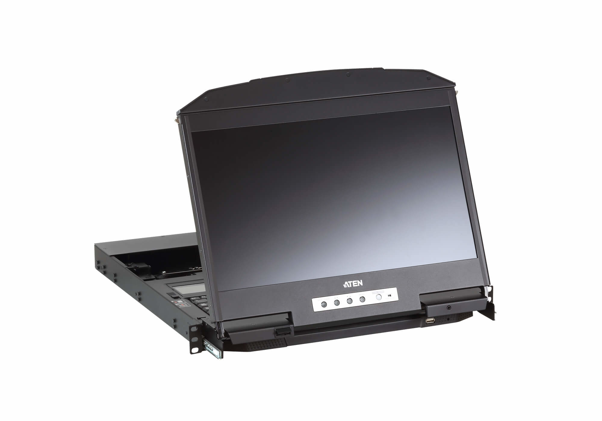 Aten CL3800NWT 1U Ultra Kısa Derinliğe Sahip Çift Raylı Geniş Ekran LCD Konsol - görsel 4