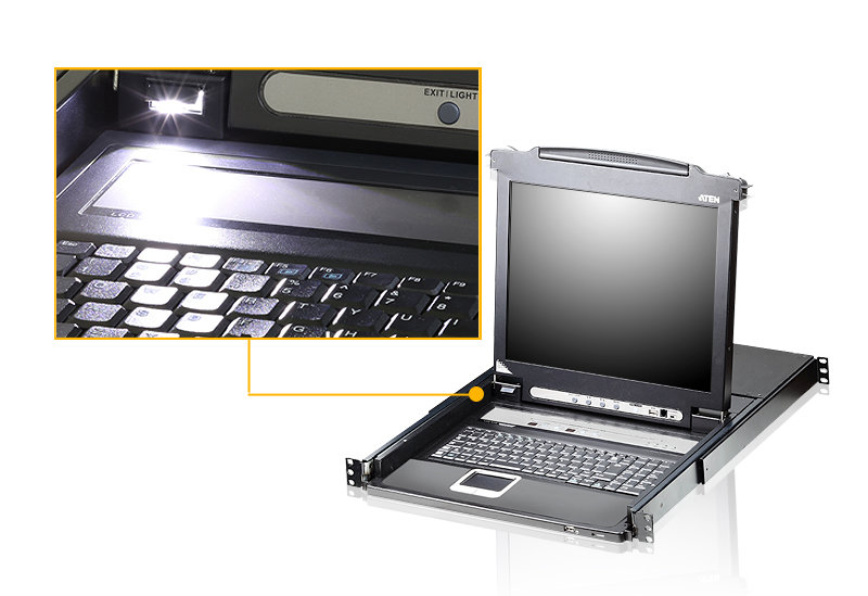 Aten CL5716MWT 17.3" LCD 16-Port PS/2-USB VGA Single Rail LCD KVM Switch - görsel 2