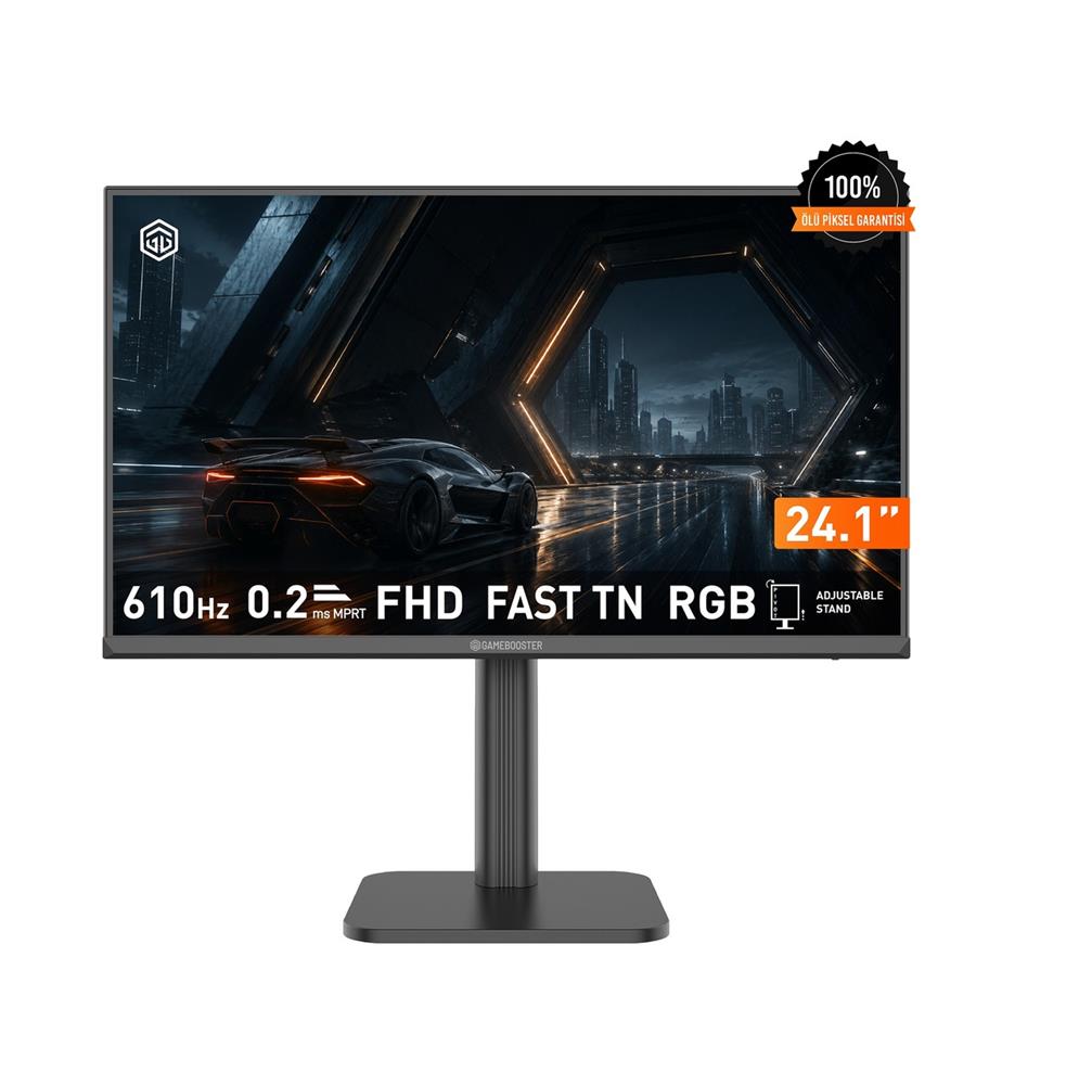GameBooster 24.1" ELITRA EF60 610Hz FHD FAST TN 0.2ms 2*HDMI+2*DP HDR RGB Flat Pivot Gaming Monitör - görsel 2