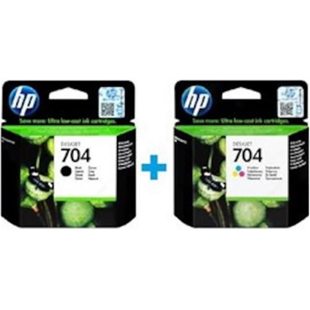 HP CN692AE + CN693AE 704 Siyah + Renkli Kartuş Seti