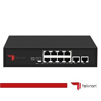 TEKRON 8+2 PORT 10/100+2PORT 10/1000 RJ45 UPLİNK POE 96W SWITCH
