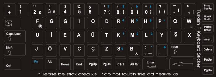 Addıson 300162 Türkçe F Black Klavye Sticker