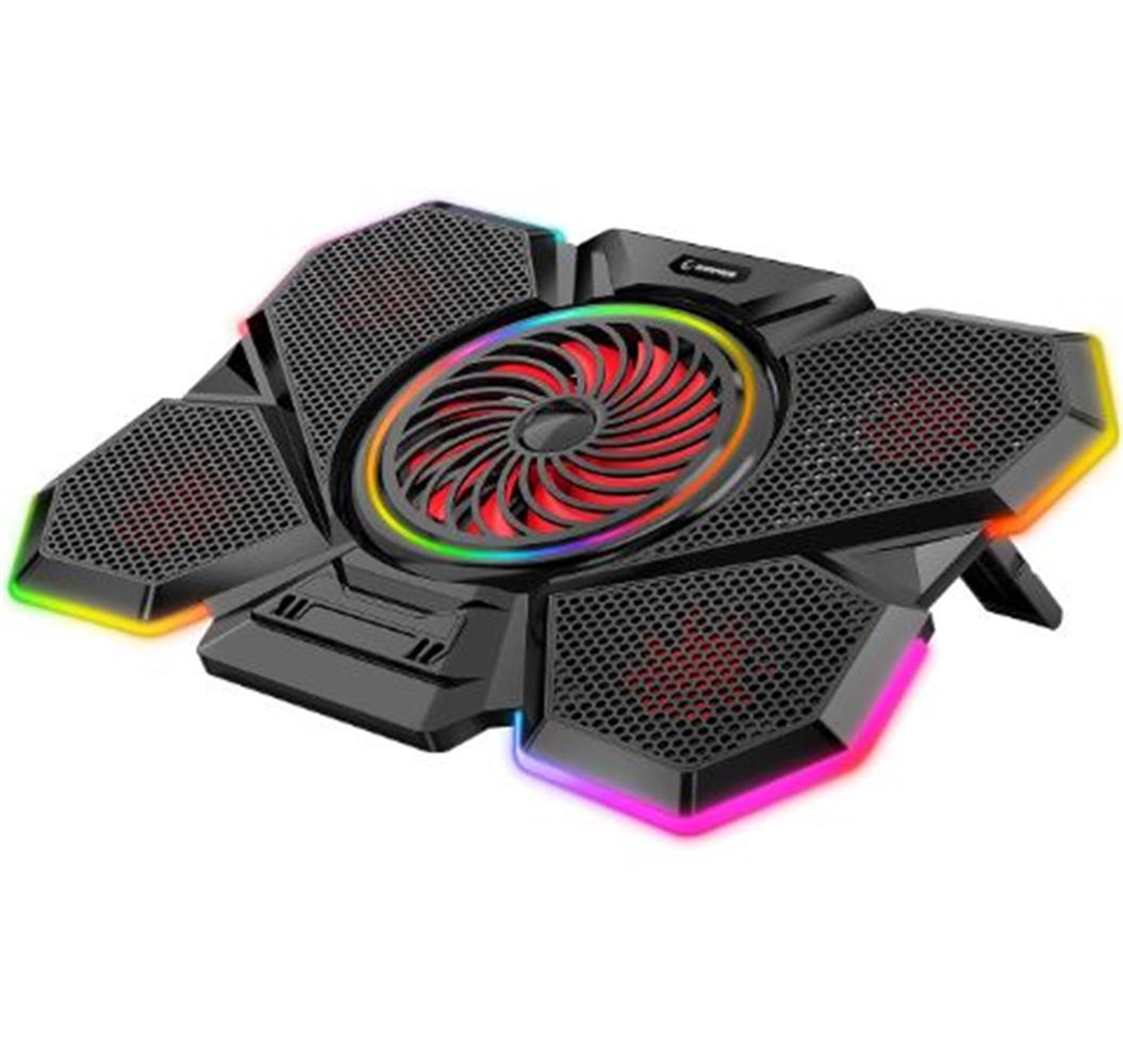 Rampage S47 COOLFLOW 5 Adet Kırmızı Led Fan 1 Usb 7 Kademe 17.3 Notebook Soğutucu Stand - görsel 2