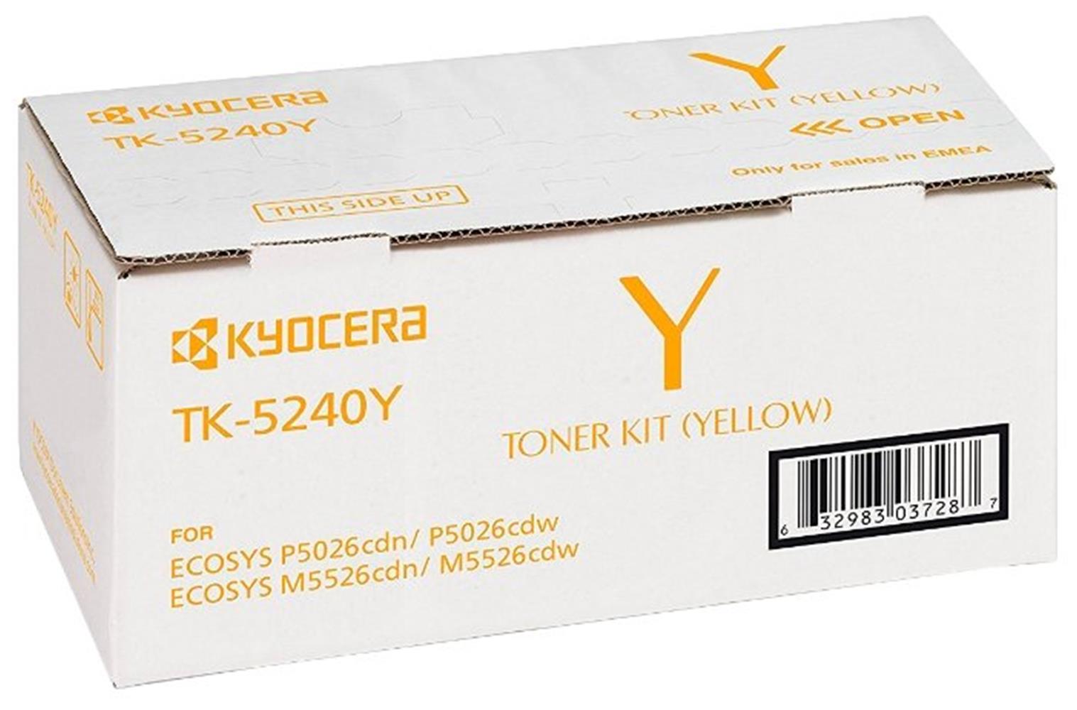 Kyocera TK-5240Y Yellow Sarı Orjinal Fotokopi Toneri Ecosys M5526cdn/5526cdw P5026cdn/5026cdw 3.000