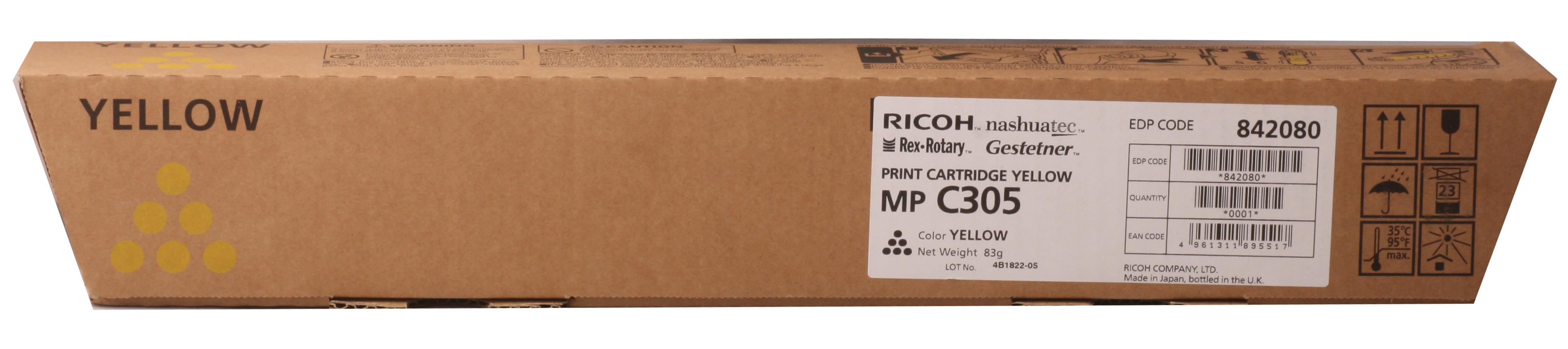 Ricoh MP C305 Yellow Sarı Orjinal Fotokopi Toneri MP C305SP/305SPF 4.000 Sayfa