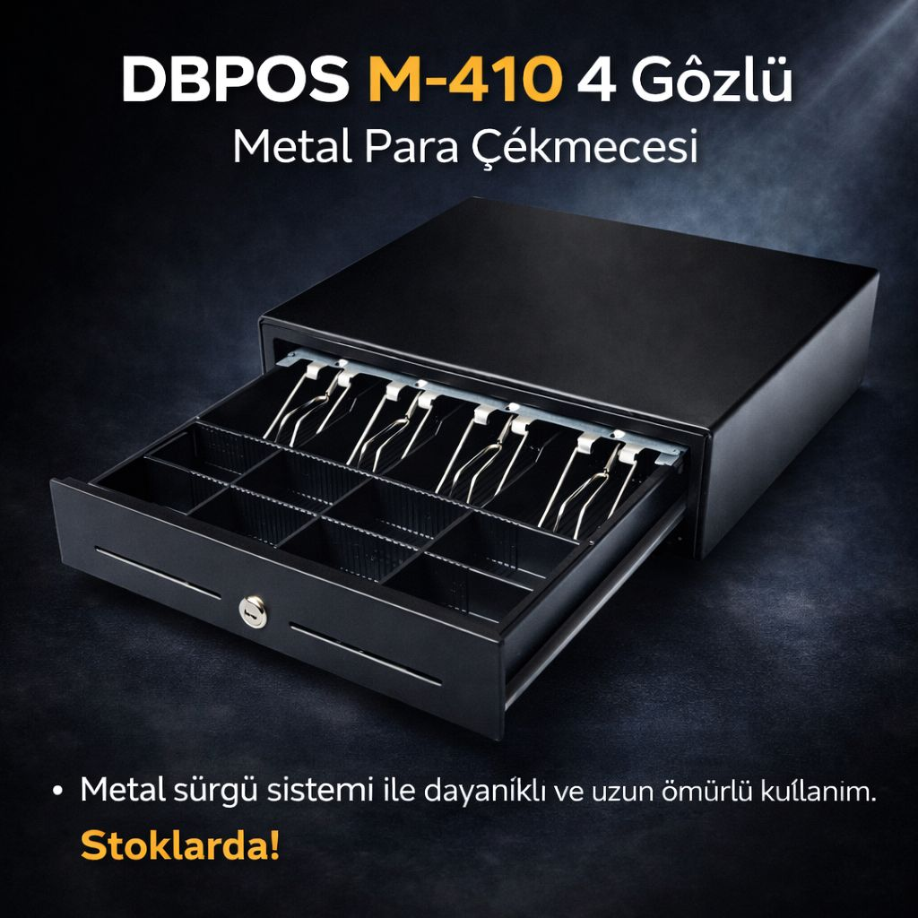 Dbpos M-410 4 Gözlü Metal Para Çekmecesi Metal sürgü - görsel 3
