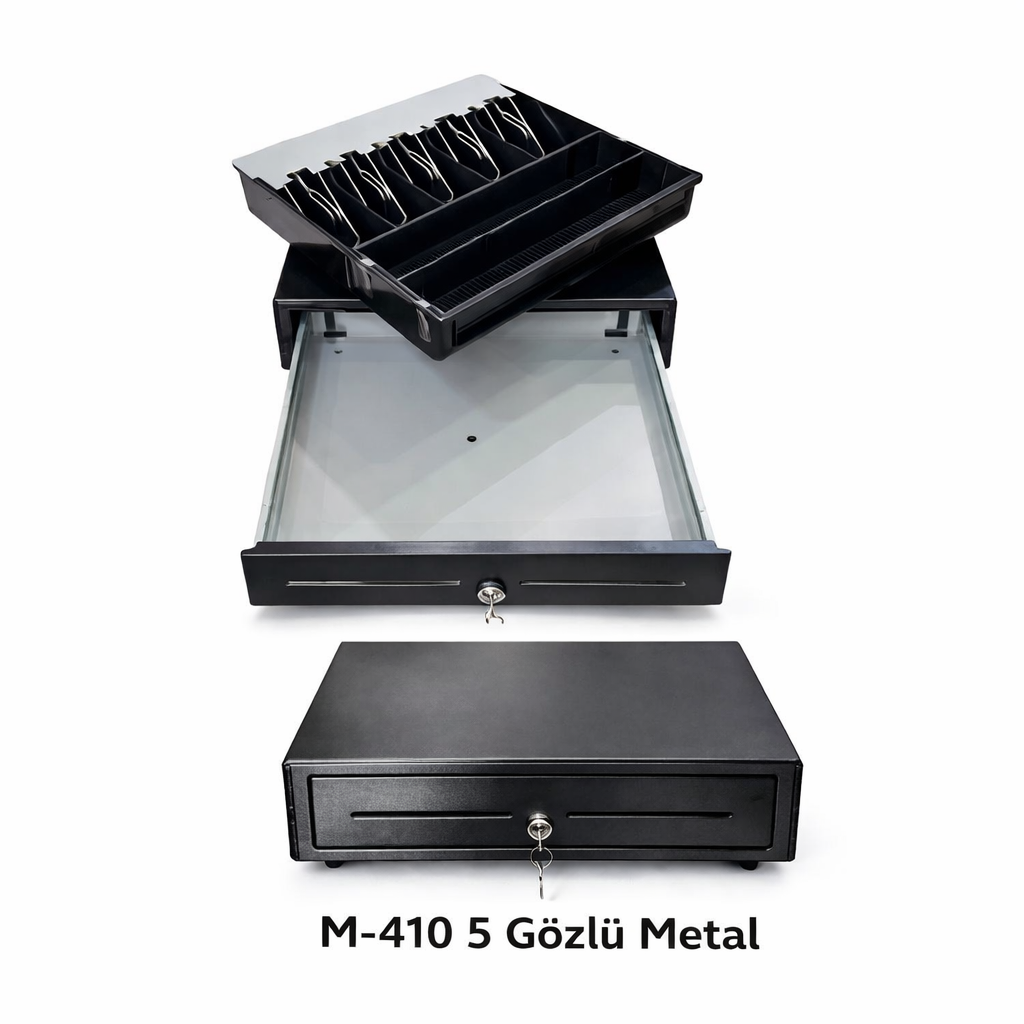Dbpos M-410 5 Gözlü Metal Para Çekmecesi Metal sürgü - görsel 2
