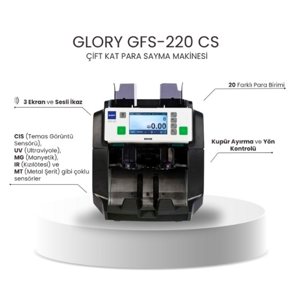 Glory GFS-220 CS Çift Katlı Para Sayma Makinesi - görsel 2