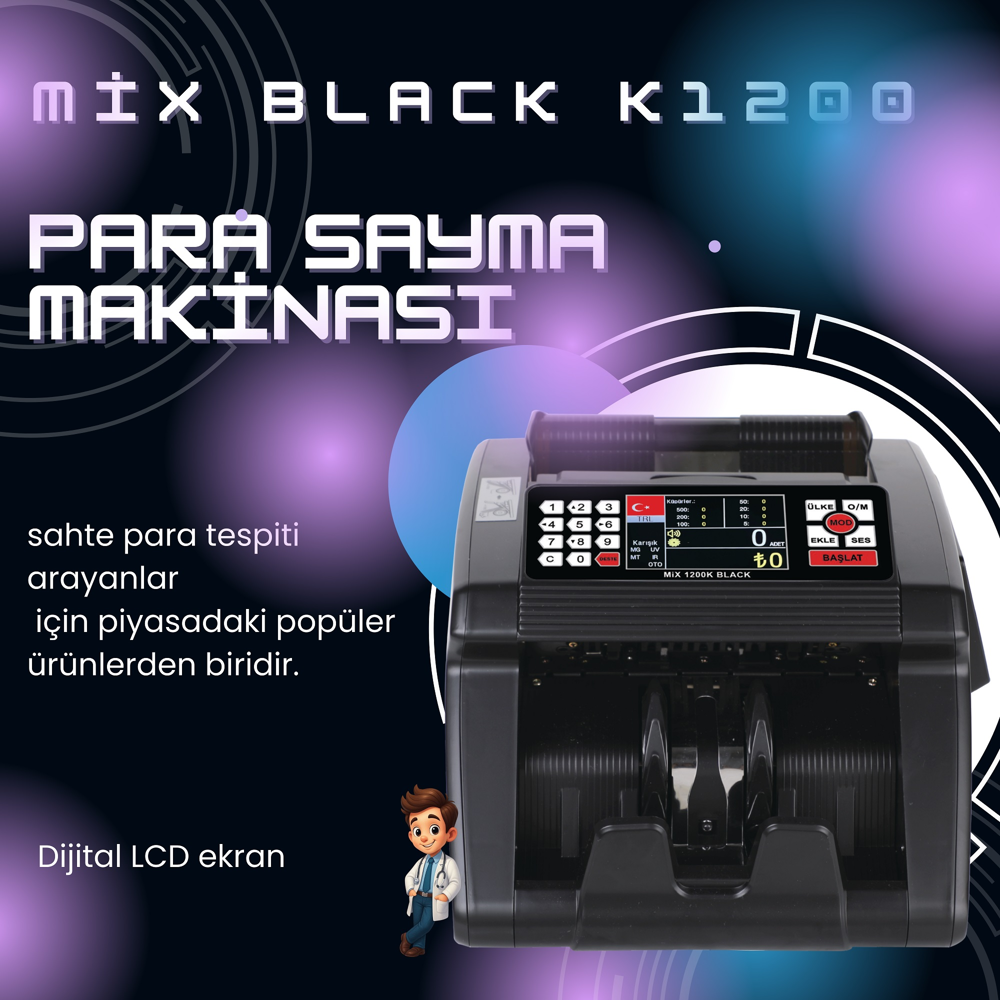 Mix 1200 K TL / EURO 2 Ülke Para Sayma Makinesi - görsel 4