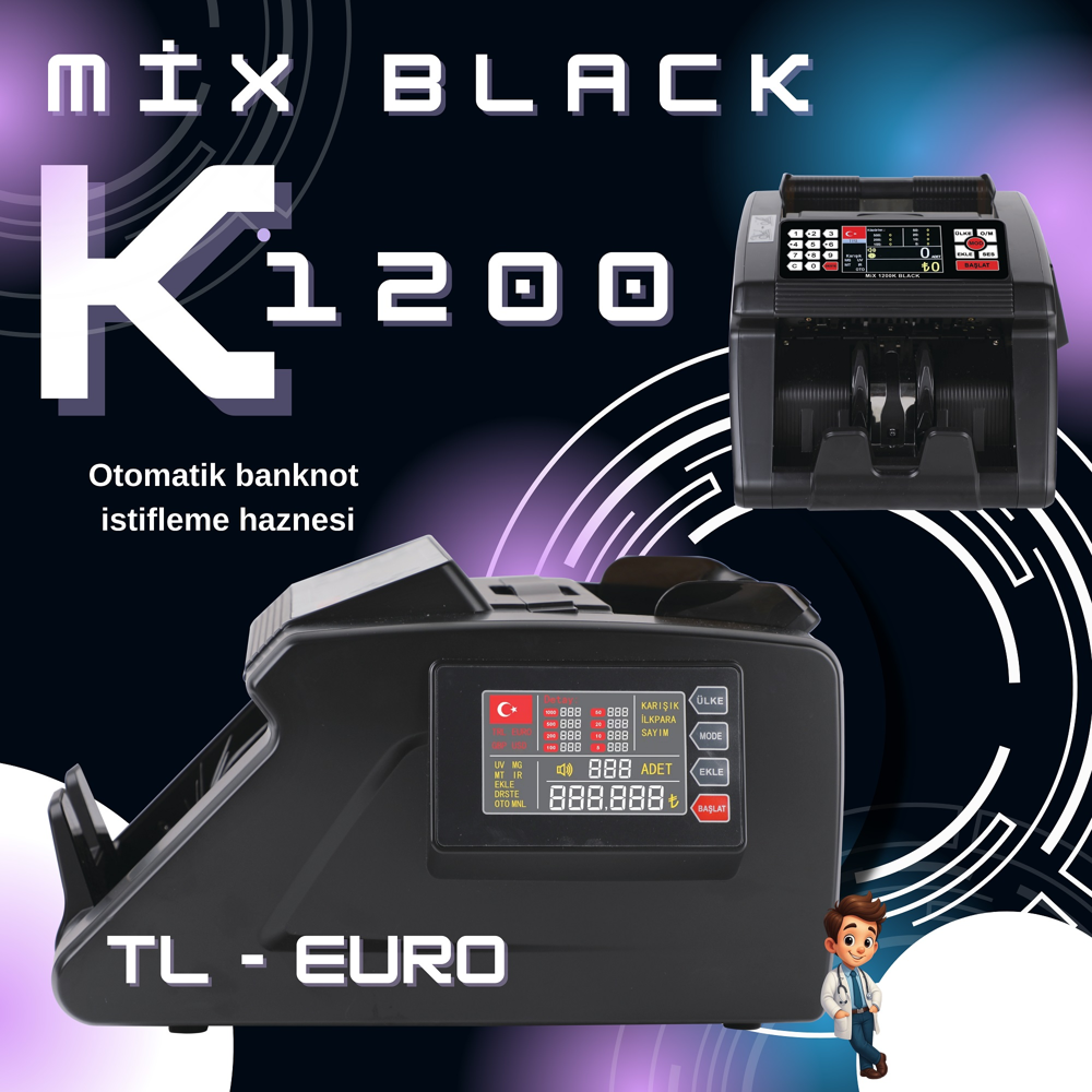 Mix 1200 K TL / EURO 2 Ülke Para Sayma Makinesi - görsel 5