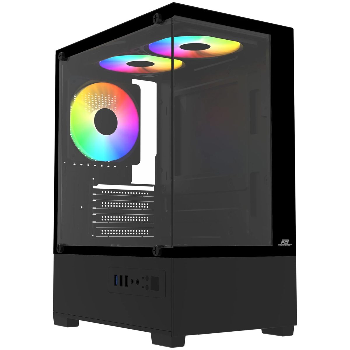 PowerBoost M5001B 500W 3*12cm Rainbow Fan USB 3.0 Seaview MATX Gaming Siyah Kasa