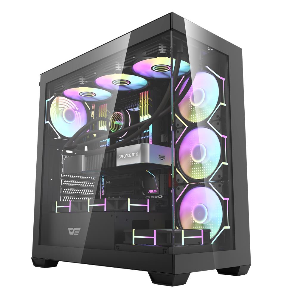 darkFlash DS900-B 650W 80+ Power Supply 4*12cm ARGB Fan Siyah Kasa - görsel 2