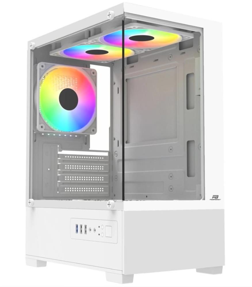 PowerBoost PB-M5001W 500w 3*12cm Rainbow Fanlı USB 3.0 Seaview M-ATX Gaming Beyaz Kasa - görsel 2