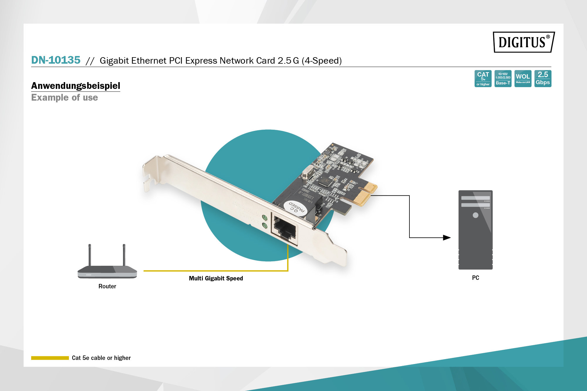 Digitus DN-10135 Gigabit Ethernet PCI Express Kartı 2.5G