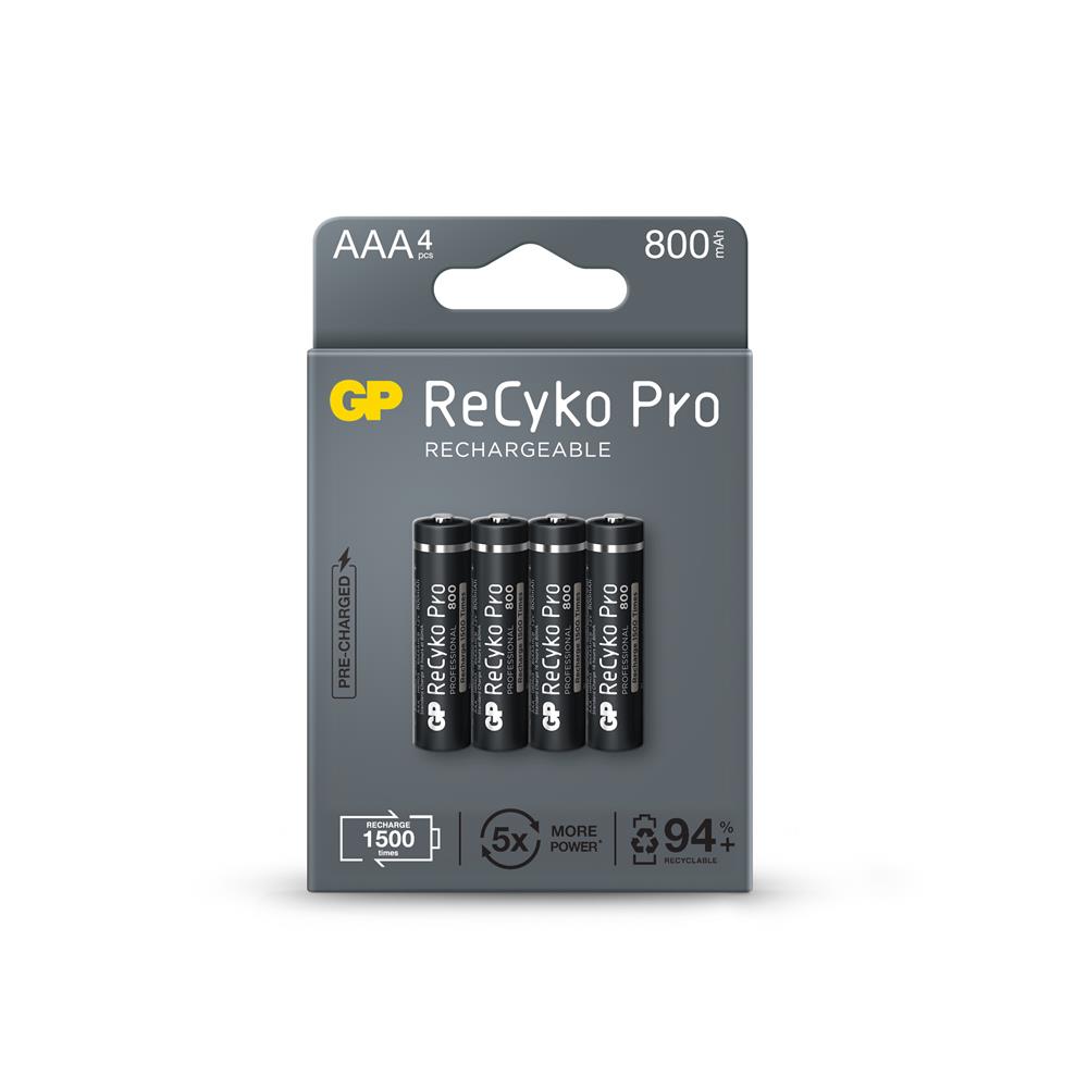 GP AAA 800 mAh Şarjlı İnce Kalem Pil 4'lü Paket Recyko - görsel 2