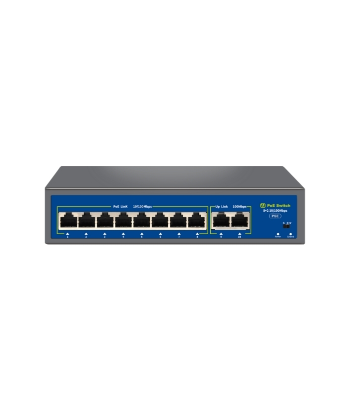 NVC-HIF0820FBL-C 8 PORT POE 2 PORT UPLİNK 10/100Mb POE SWİTCH