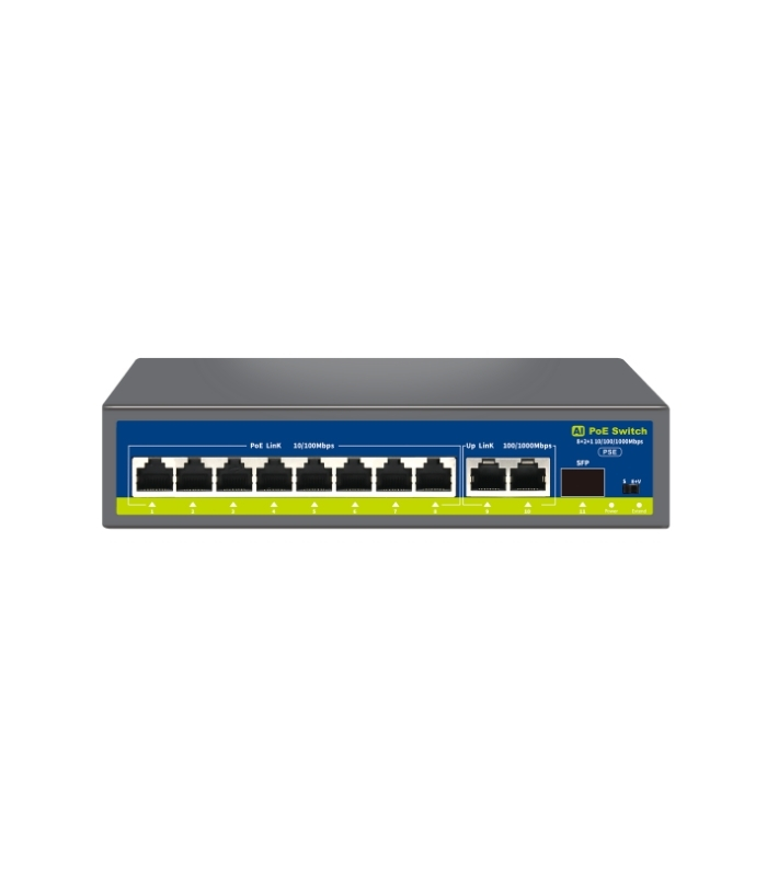 NVC-HIF0821GBL 8 PORT 10/100 POE 2 PORT GIGA UPLİNK 1 PORT SFP