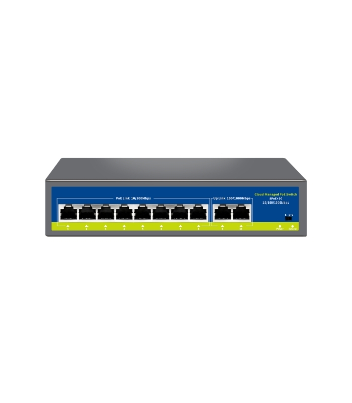 NVC-S218FP2G 8 PORT 10/100MB 2 UPLINK GIGA CLOUD POE SWITCH
