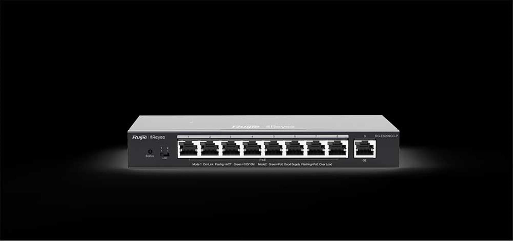 Ruijie-Reyee RG-ES209GC-P 8 Port POE+ 10/100/1000Mbps+1Port 10/100/1000Mbps Yönetilebilir Çelik 120W - görsel 2