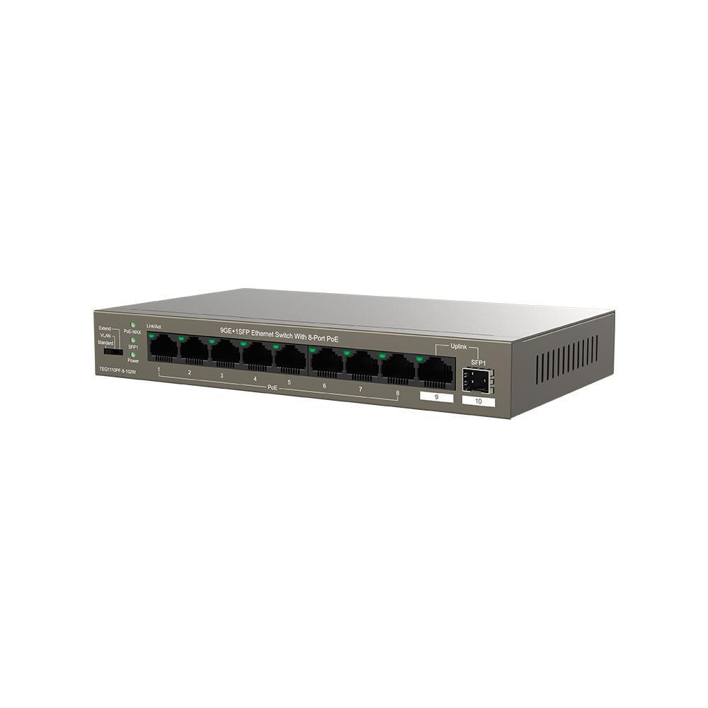 Tenda TEG1110PF-8-120W 9 Port 8 Port Poe+ 10/100/1000 Switch + 1 Port Uplink + 1 Port SFP