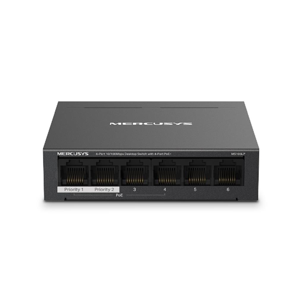 Tp-Link Mercusys MS106LP 4 Port 10/100 Mbps Poe+ 2 Port 10/100 Mbps Uplink Switch Metal Kasa