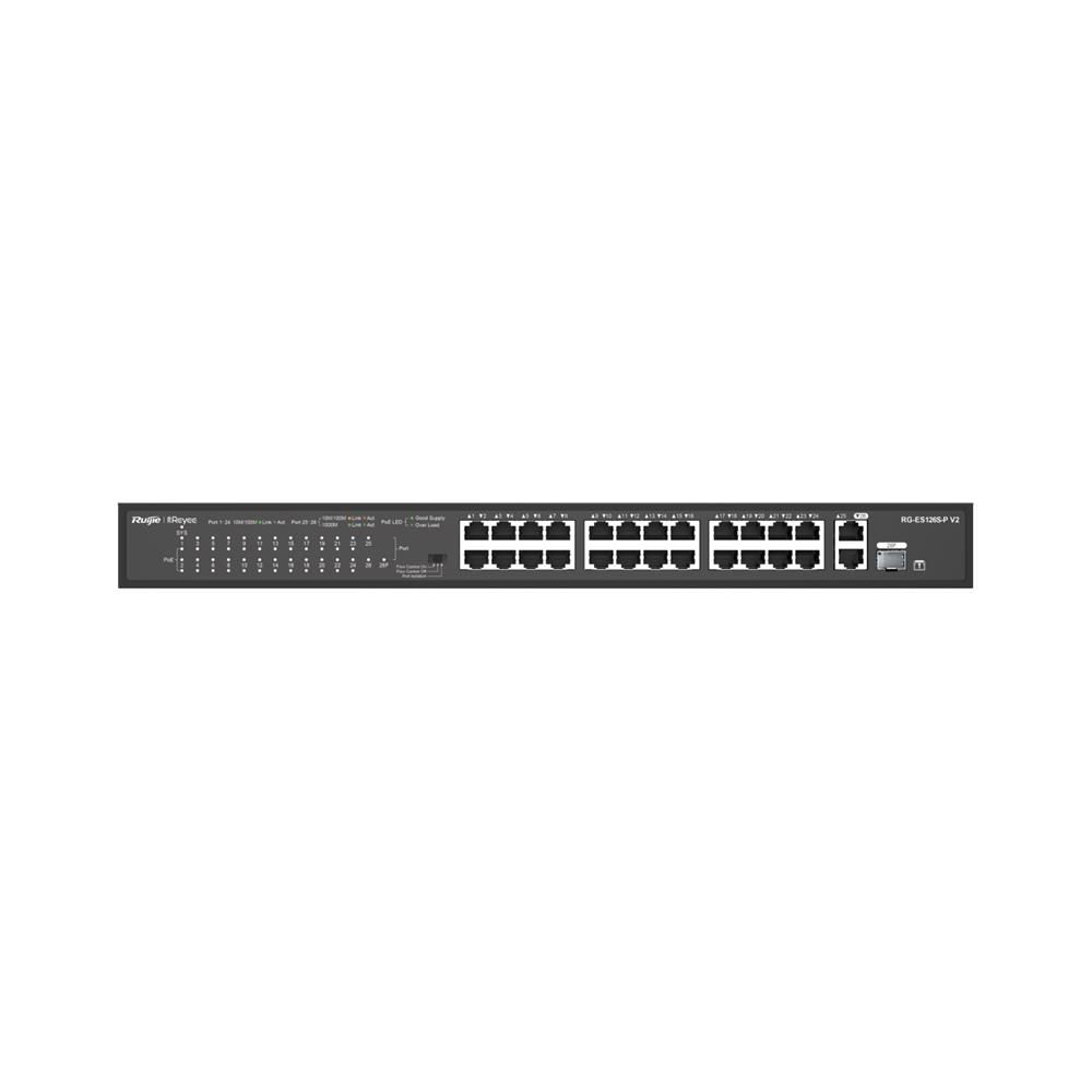 Ruijie-Reyee RG-ES126S-LP 24 Port Poe+ 10/100 Mbps + 2 Port 10/100/1000 Mbps Uplink Switch