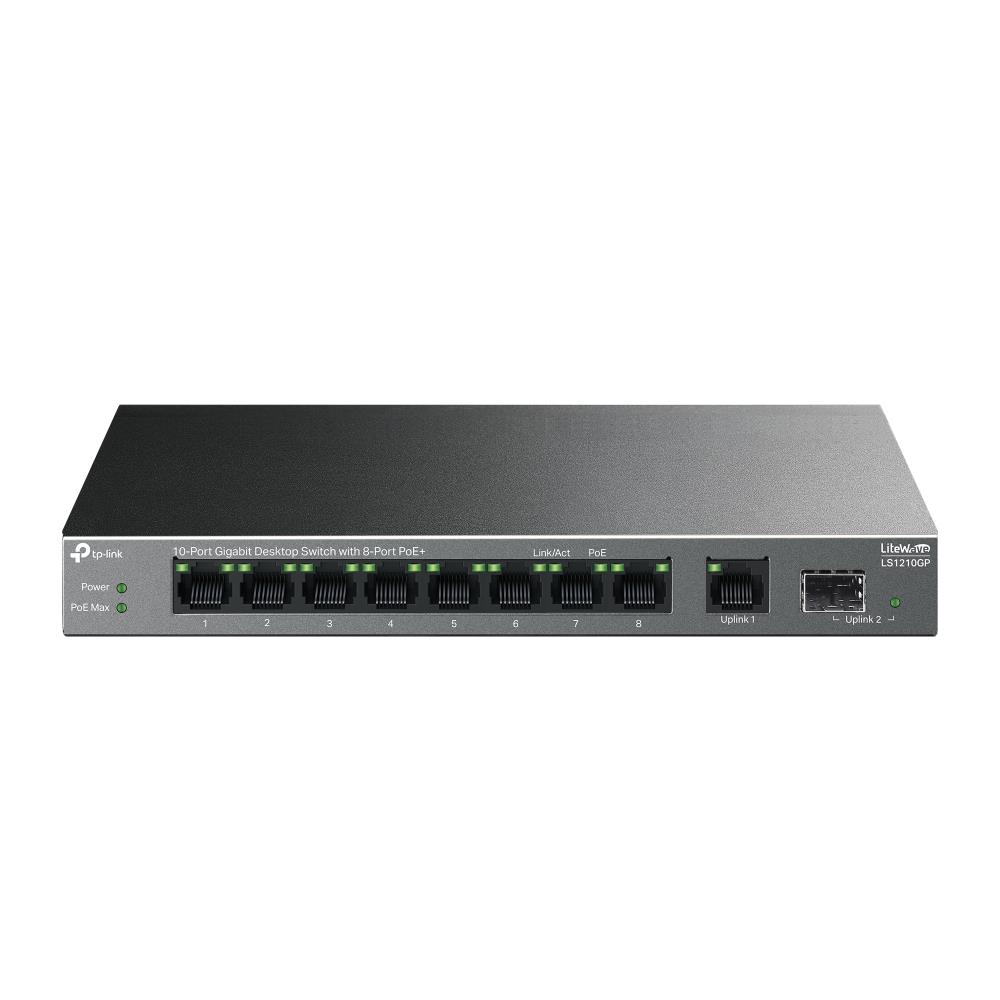 Tp-Link LS1210GP 8 Port Poe+ 10/100/1000 Mbps + 1 Port SFP Switch Metal Kasa