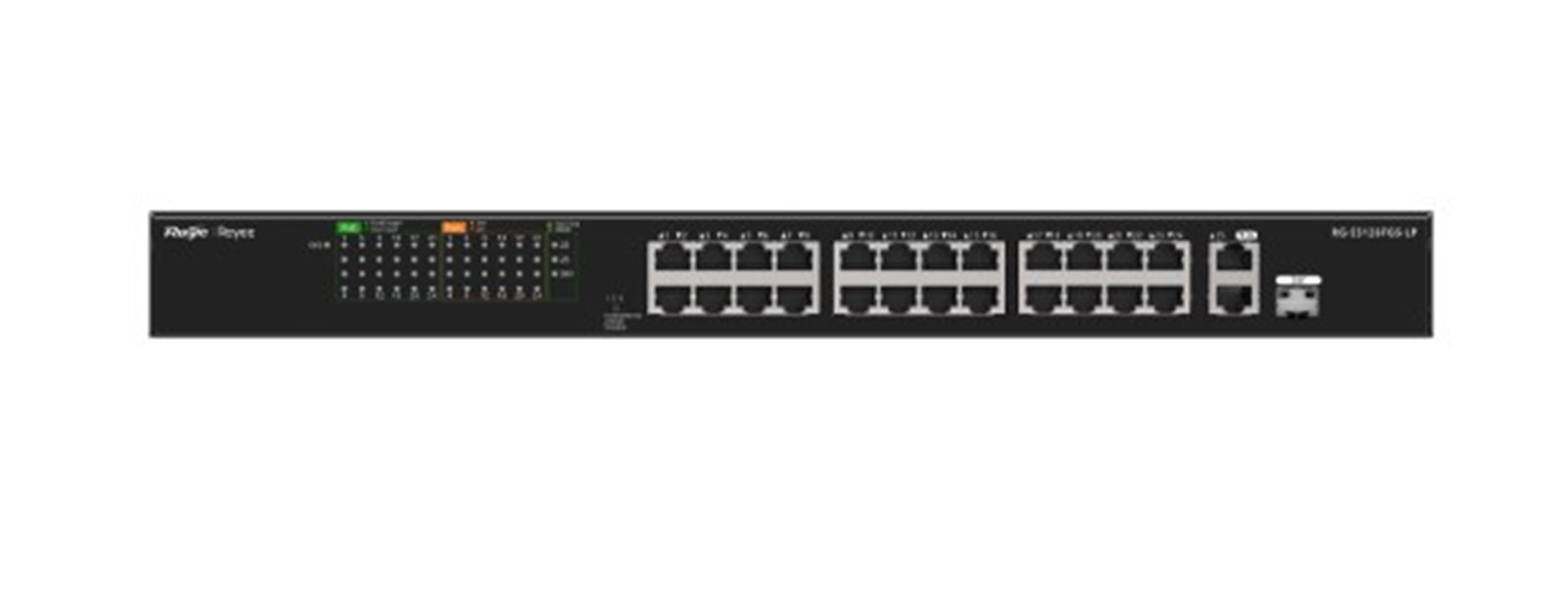 Ruijie-Reyee RG-ES126FGS-LP 24 Port Poe+ 10/100 Mbps + 2 Port 10/100/1000 Mbps Uplink + 1 Port SFP