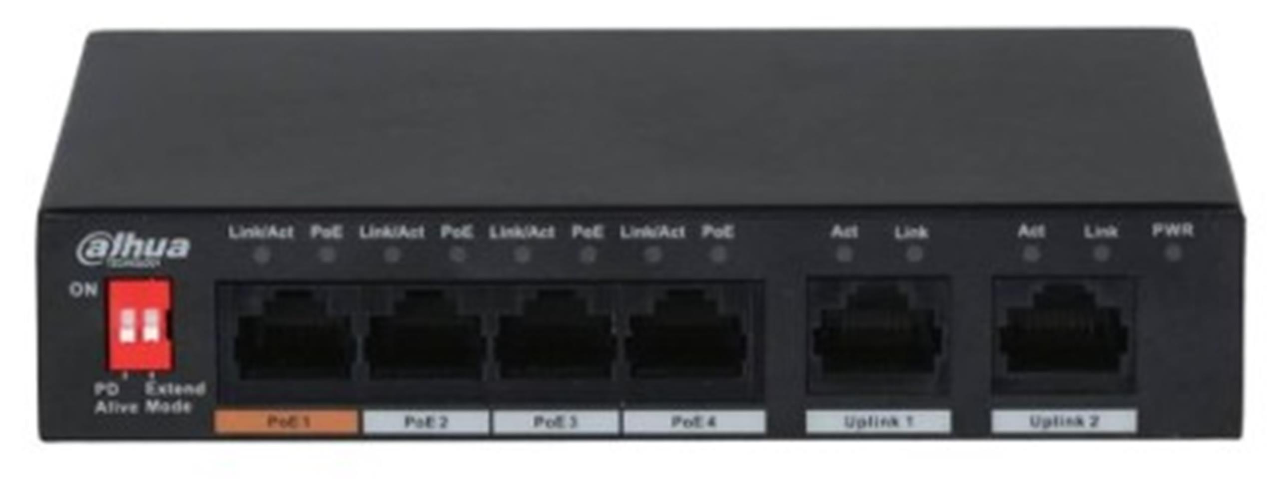 Dahua PFS3006-4ET-60 6 Port 10/100 (4 Poe + 2fe Uplınk Toplam 60W Poe)