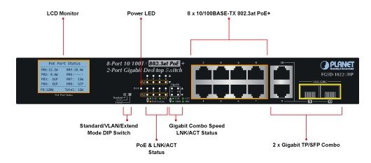 Planet PL-FGSD-1022VHP Yönetilemeyen Masaüstü Tip Switch - görsel 4