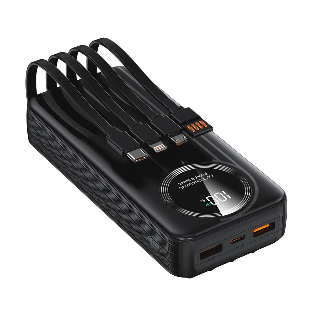 S-link IP-G220 20000mAh PD20W+QC3.0 Dahili Kablolu Siyah LCD Taşınabilir Pil Şarj Cihazı Powerbank - görsel 2