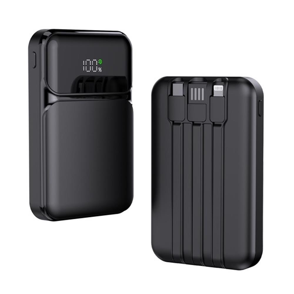 SnapMax SNP-3006 10.000 mah Hızlı Şarj LED Göstergeli 3in1 Dahili Kablolu Powerbank - görsel 2