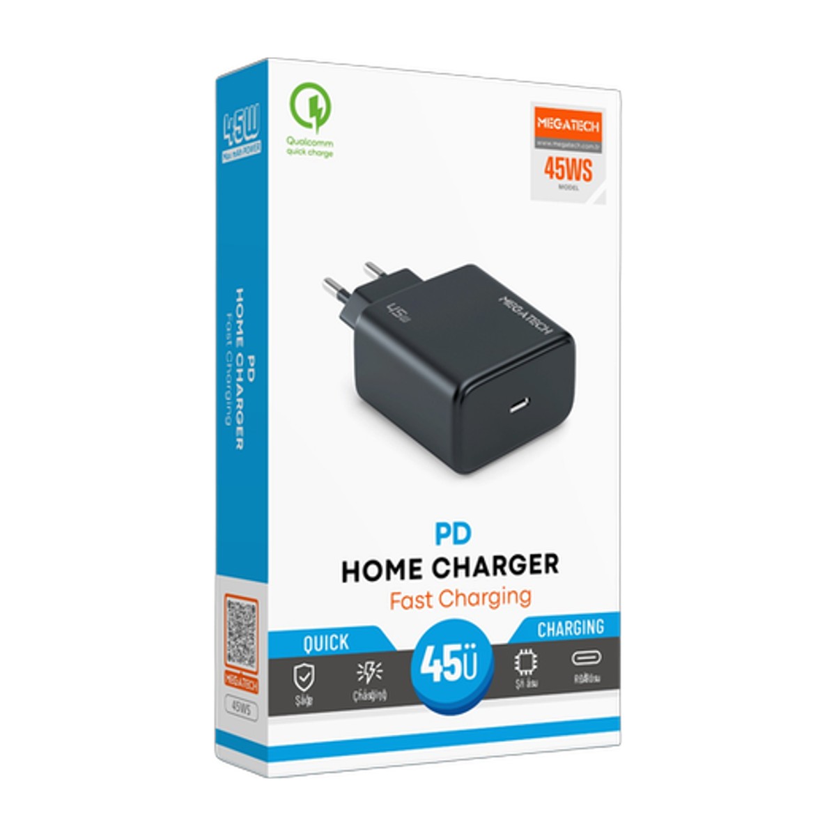 Megatech 45W Süper Hızlı Şarj Adaptörü 2.0 (PD/PPS)