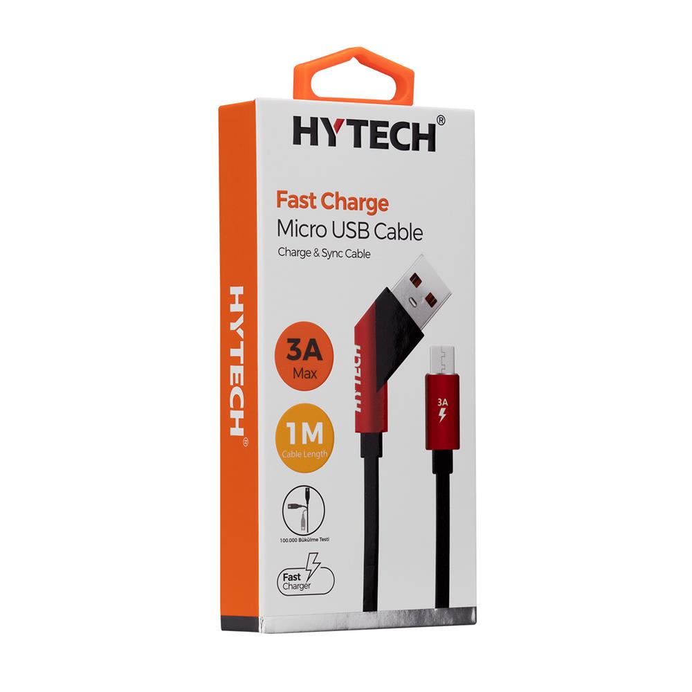 Hytech HY-X431 1M 3A Type-C Örgülü Silver Gri Data + Şarj Kablosu