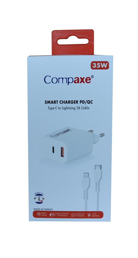 Compaxe CTA-350TI 35W 5V 3A PD/QC+ Type-C To Lightning Şarj Kablosu