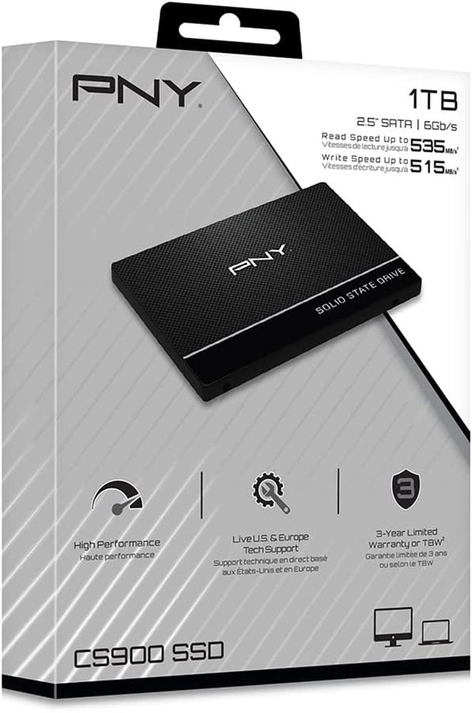 Pny 1TB CS900 3D NAND 2.5" SATA III 535/515 MB/s (SSD7CS900-1TB-RB) Ssd Harddisk