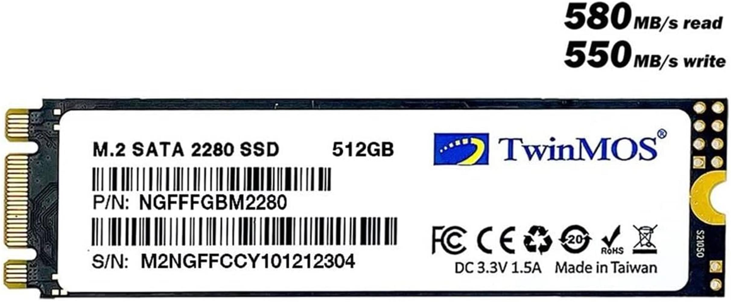 TwinMOS 512GB NGFFFGBM2280 M.2 2280 SATA3 SSD (580Mb-550Mb/s) 3DNAND Ssd Disk - görsel 2