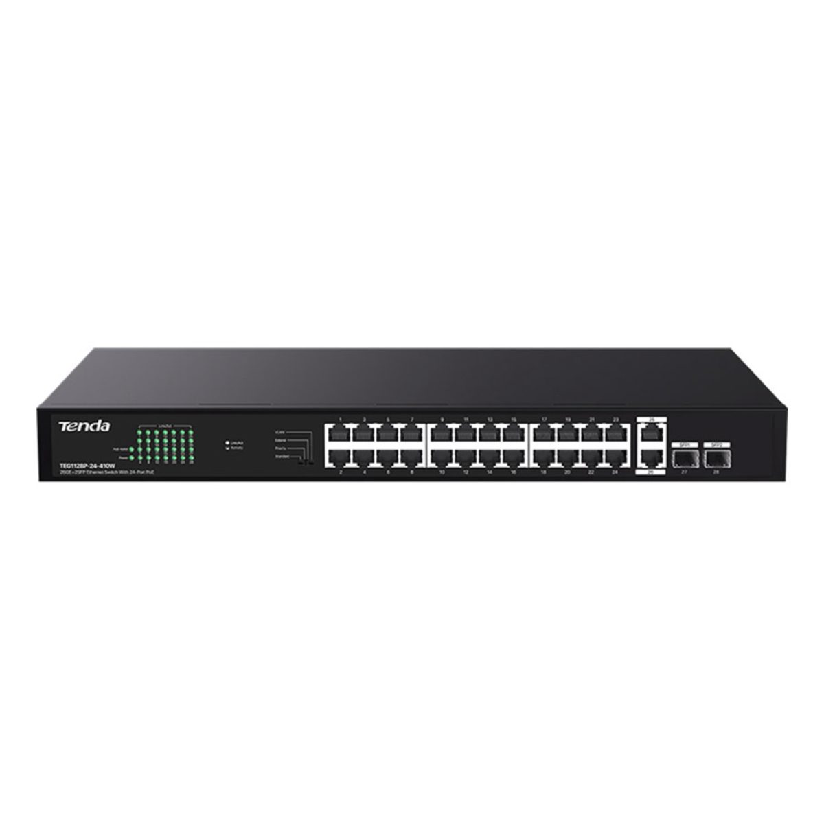 Tenda TEG1128P-24-410W 24GE PoE Port (410W), 2x Uplink, 2x SFP Switch