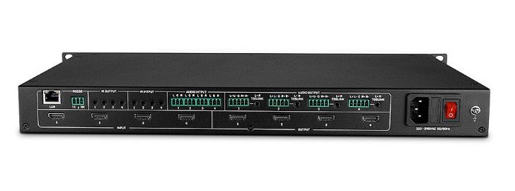 Lindy LIN-38238 4x4 HDMI 4K60 Matrix Video Duvarı Ölçeklendirme özelliğine sahip